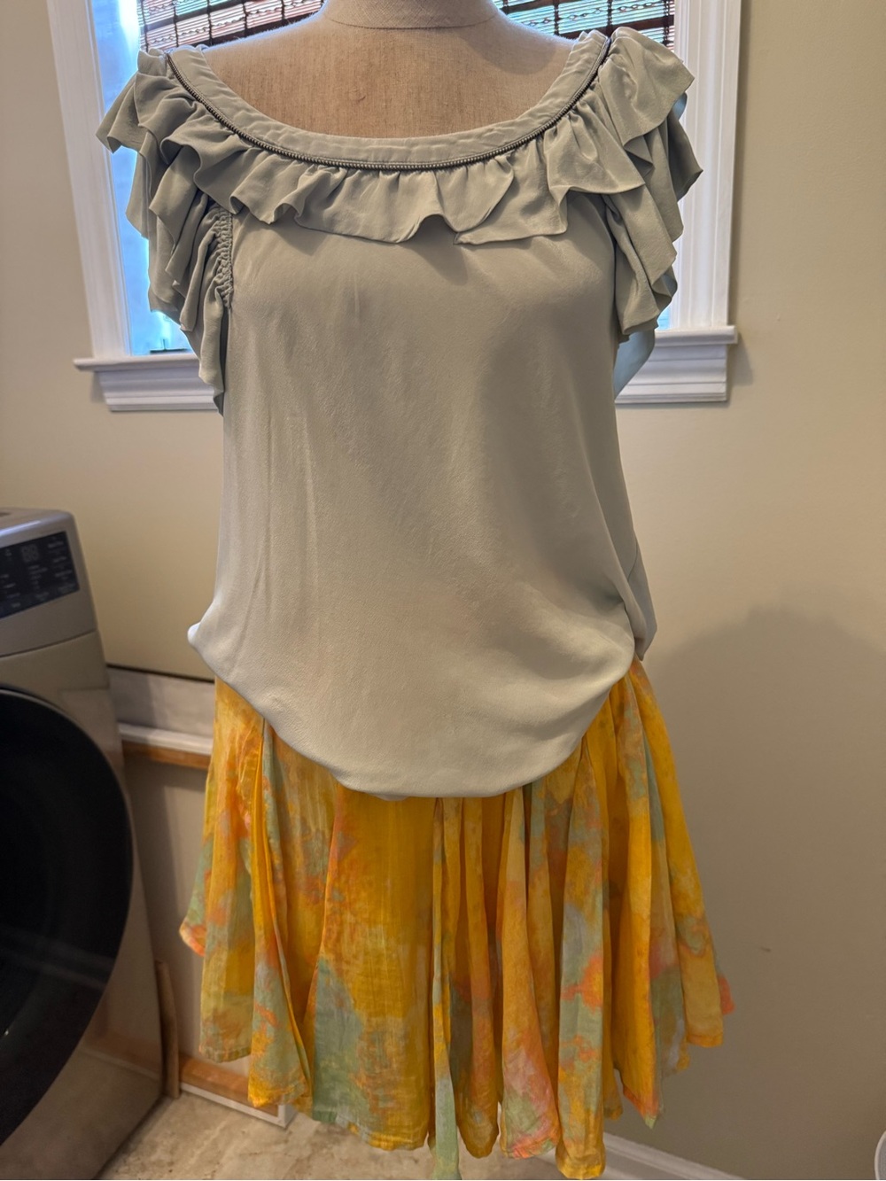 Banana Republic Sage Green Ruffle Sleeve Blouse